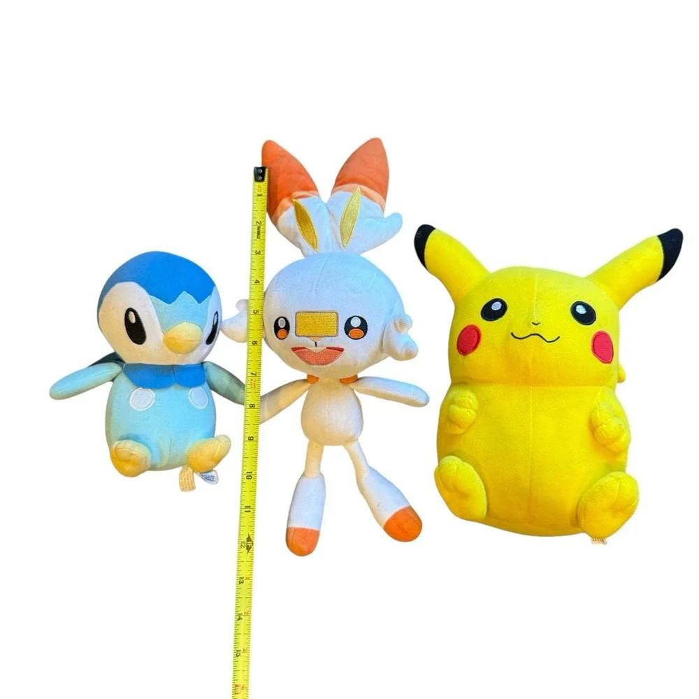 Pokemon Plush Lot Of 3 Scorbunny Pikachu Piplup Toys‎